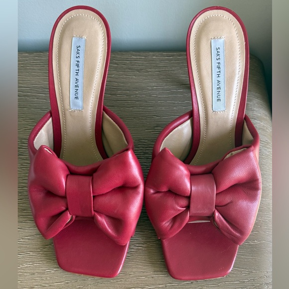 Saks Fifth Avenue Bow-Knot Leather Stiletto Mules - Picture 2 of 6